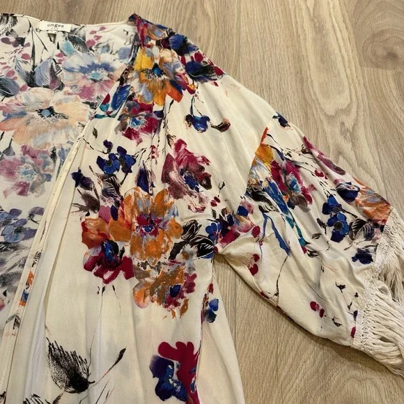 UMGEE Large Waterfall Cardigan Women Multicolor Floral Open Front Wrap Boho - Picture 4 of 6